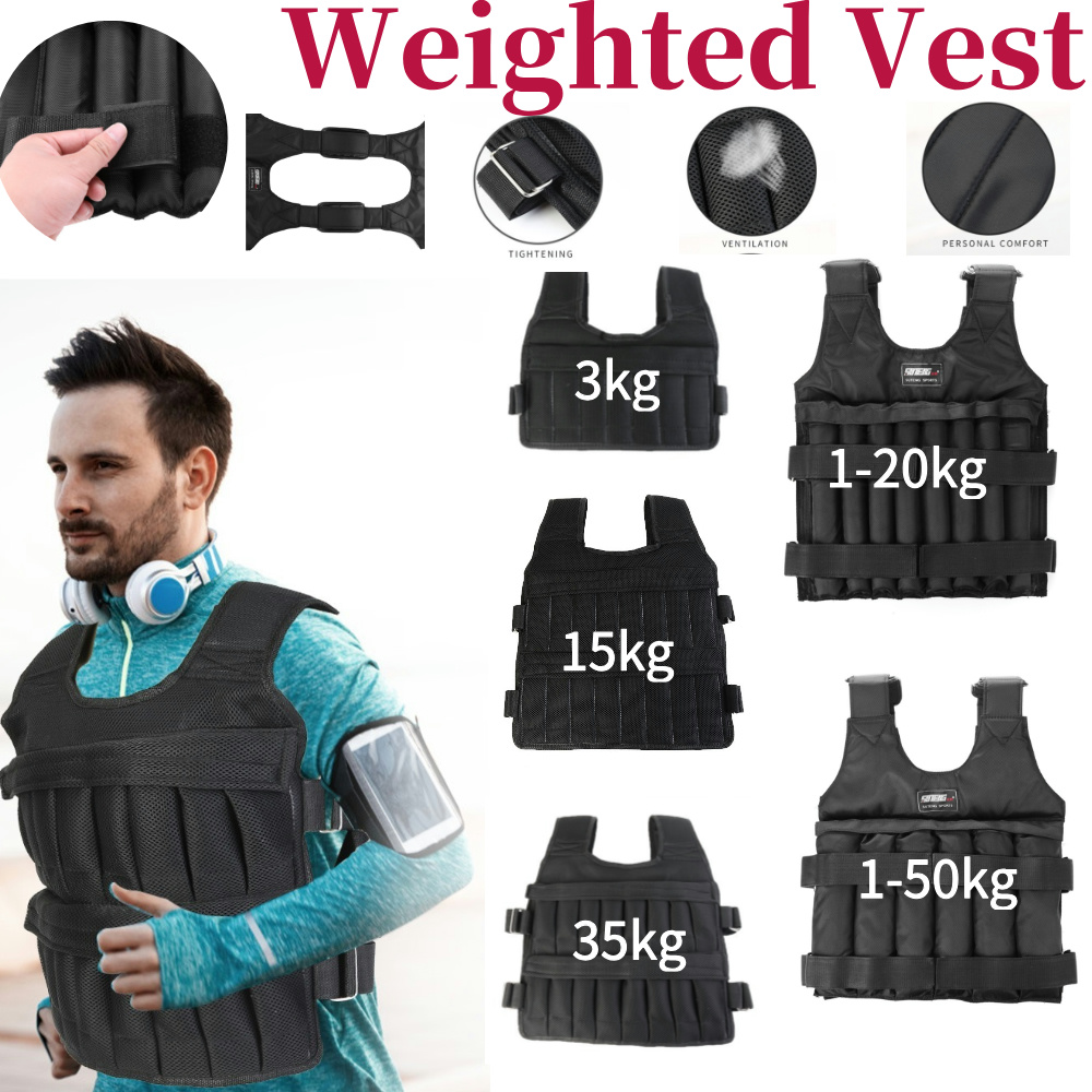 Crossfit Weight Vest - Jaket Beban Latihan 3/15/35kg, Rompi Olahraga