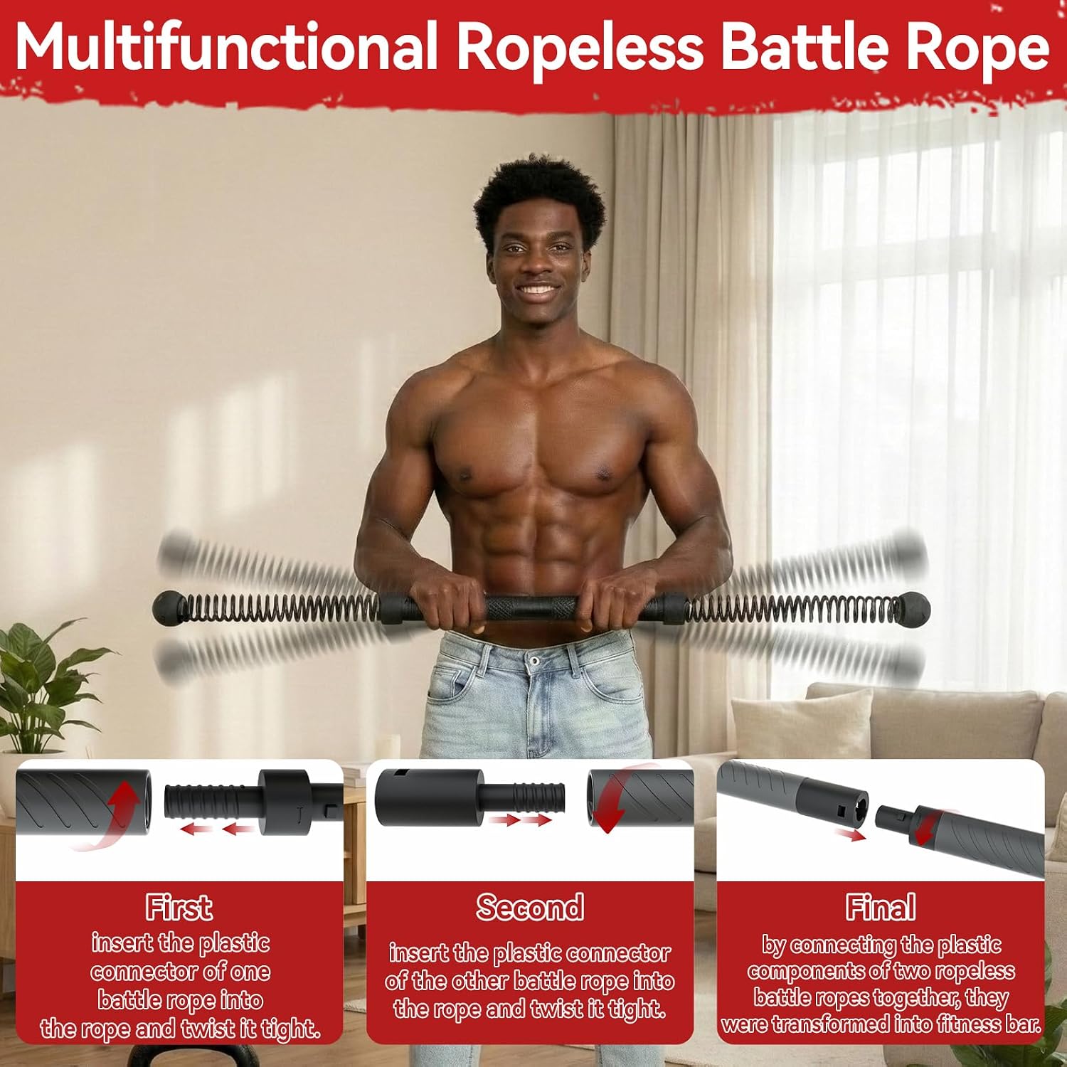 2-in-1 Cordless Battle Rope Po - Crossfit Workout Gear ulasan dan harga